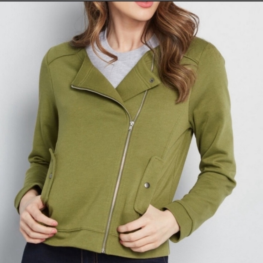 Modcloth, Olive Green, Moto Jacket, Size 1X